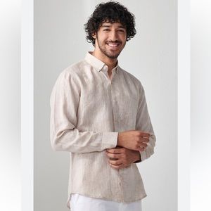 CONDITION AS NEW BANANA REPUBLIC UNTUCKED STANDARD-FIT LINEN-COTTON SHIRT